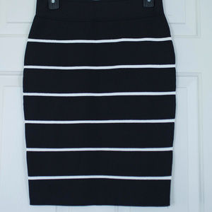 black and white striped pencil skirt by ELLE small